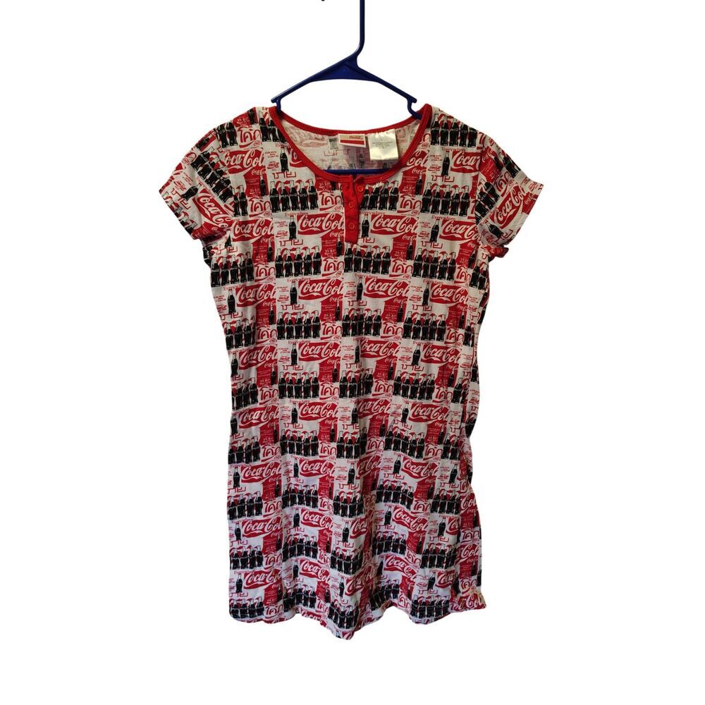 Coca Cola Women's Large Logo‎ Graphic Half Button Mini Dress